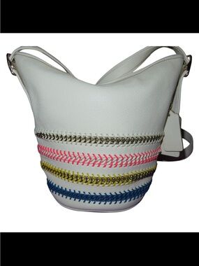 RARE Coach Whiplash Whipstitch Crossbody Mini Duffel Multicolor Braided Details